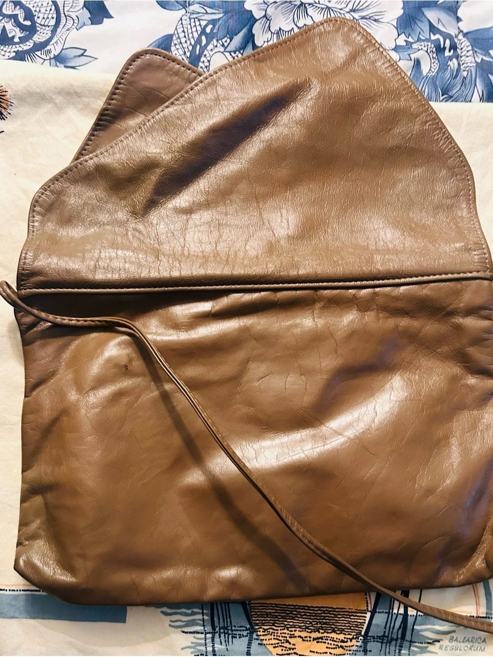 Vintage Brown Leather Envelope Crossbody Bag